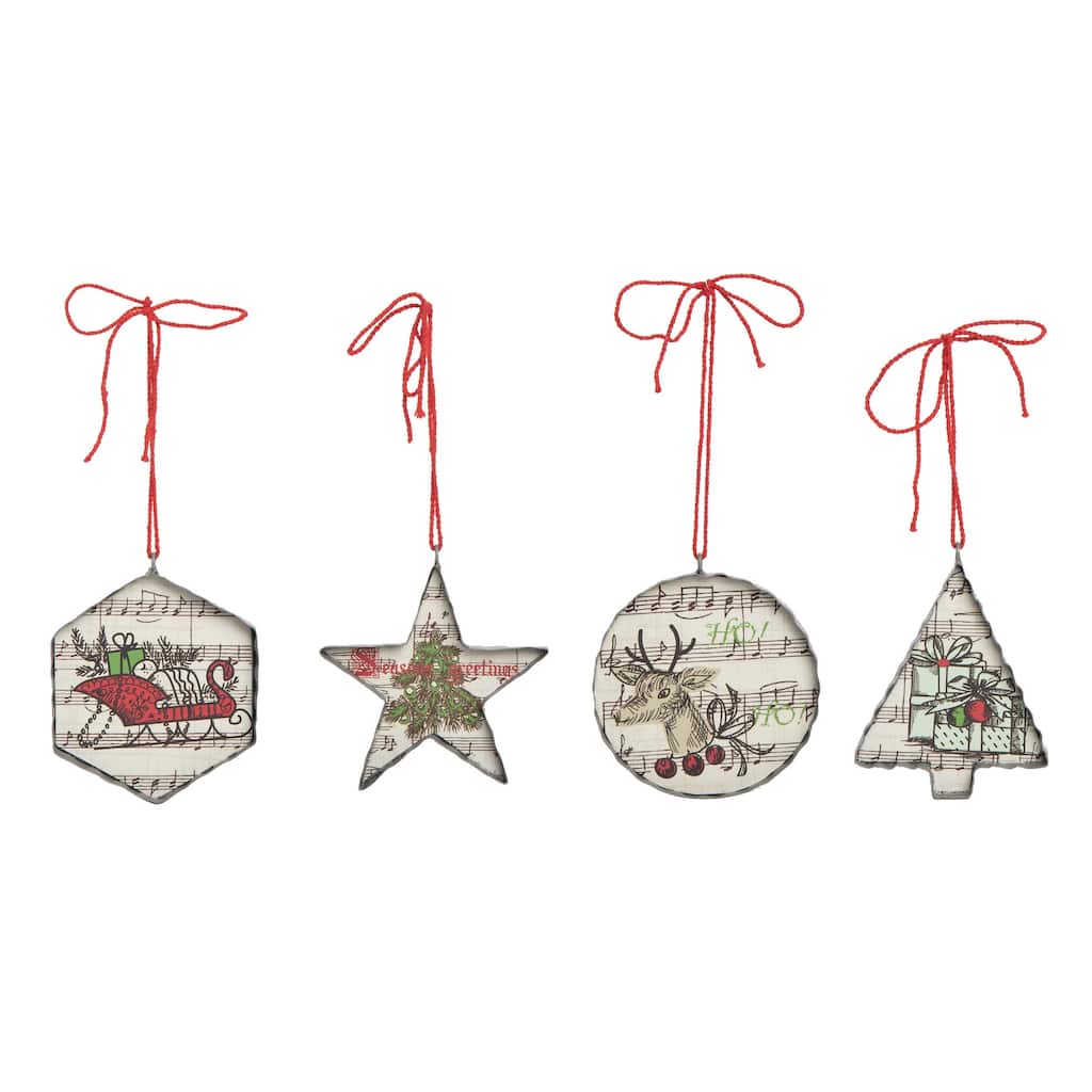 Transpac Metal 4.88 in. Multicolored Christmas Hymn Ornament Set of 4