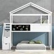 preview thumbnail 10 of 15, Wooden Twin over Full House Bunk Bed with Storage Staircase and Blackboard White
