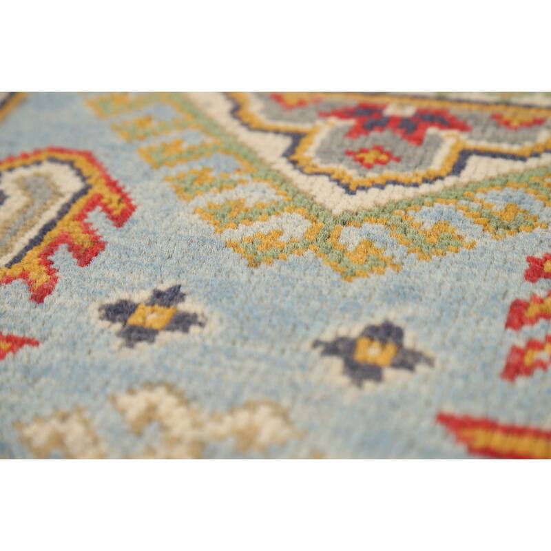 Geometric Kazak Oriental Accent Rug Hand-Knotted Wool Carpet - 2'0" x 3'0"