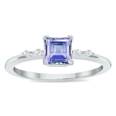 Women's Tanzanite and Diamond Sparkle Ring in 10K White Gold