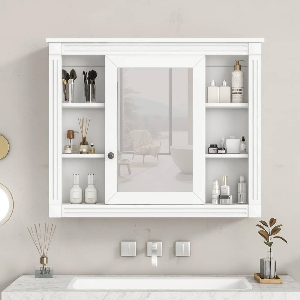 35'' x 28'' Wall Mounted Bathroom Storage Cabinet with Mirror