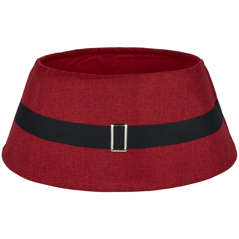 26.75" Red Santa's Belt Round Christmas Tree Collar - 26.75
