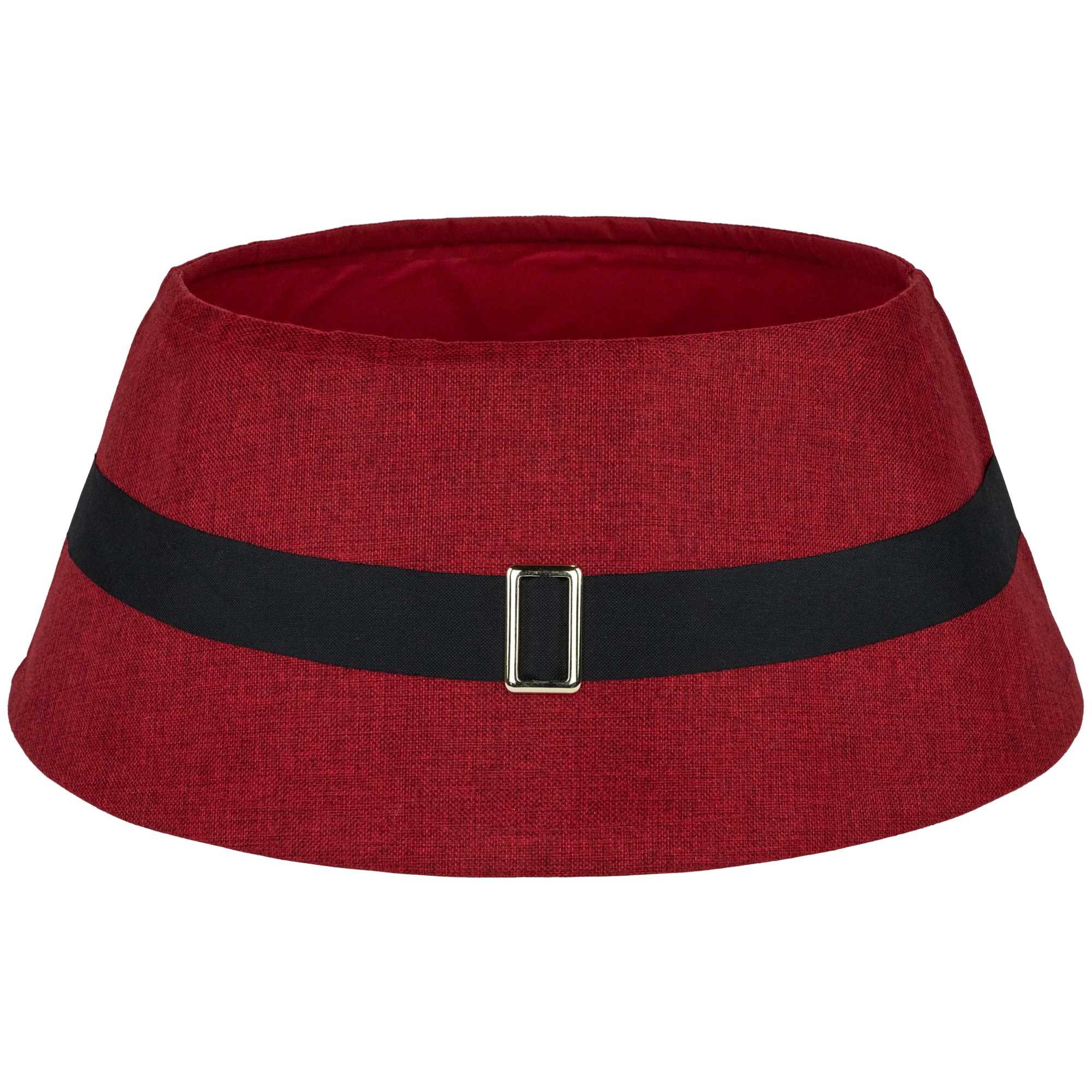 26.75" Red Santa's Belt Round Christmas Tree Collar