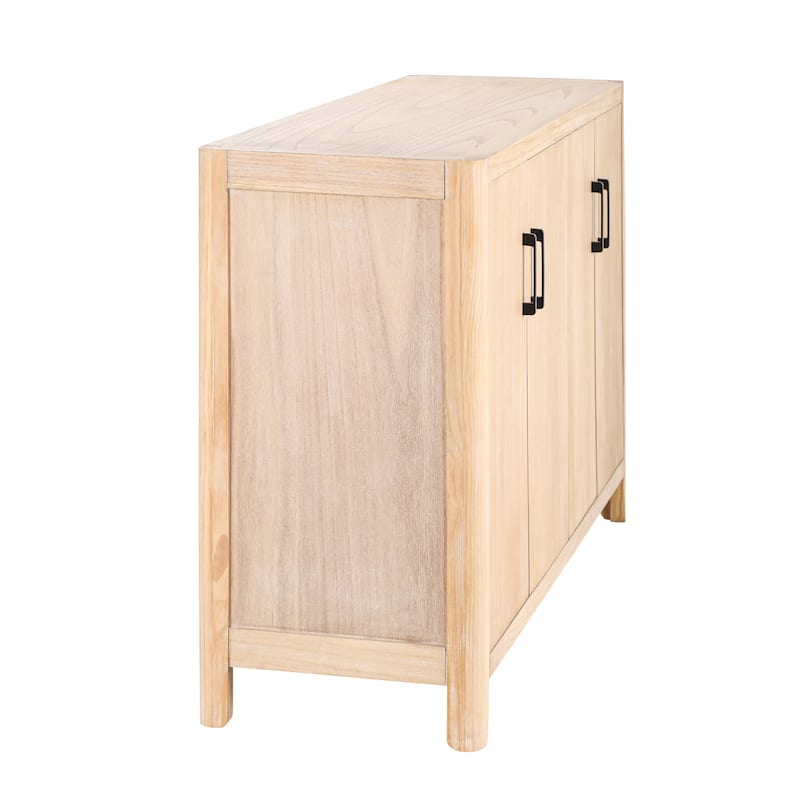 Rustic Storage Cabinet with Wood Legs, Buffet with Soft-Close Doors, Large Storage Entryway Accent Cabinet