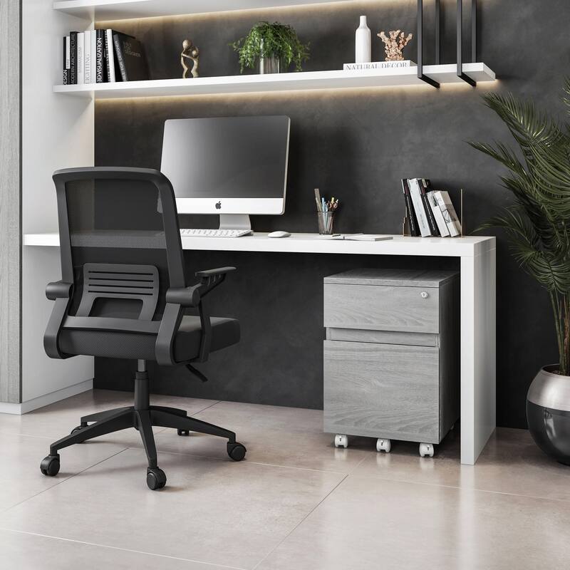 Techni Mobili Rolling Two Drawer Vertical Filing Cabinet with Lock and Storage