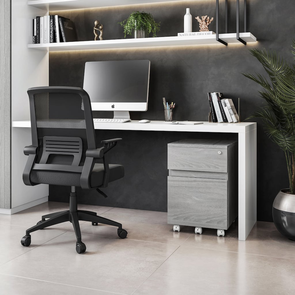 Techni Mobili Rolling Two Drawer Vertical Filing Cabinet with Lock and Storage