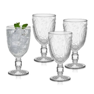 Fitz and Floyd Set of 4 Maddi Goblets, 10 Oz, Clear - N/A