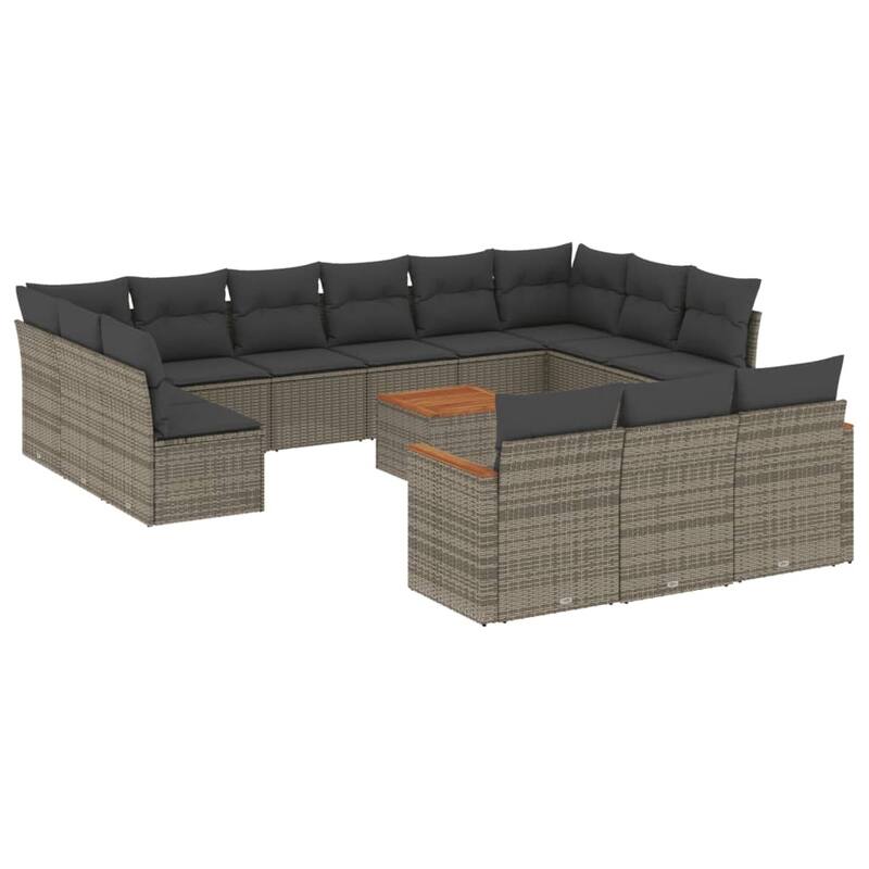 vidaXL Patio Sofa Set with Cushions Outdoor Conversation Furniture Poly Rattan - 24.4 x 24.4 x 27.2 in