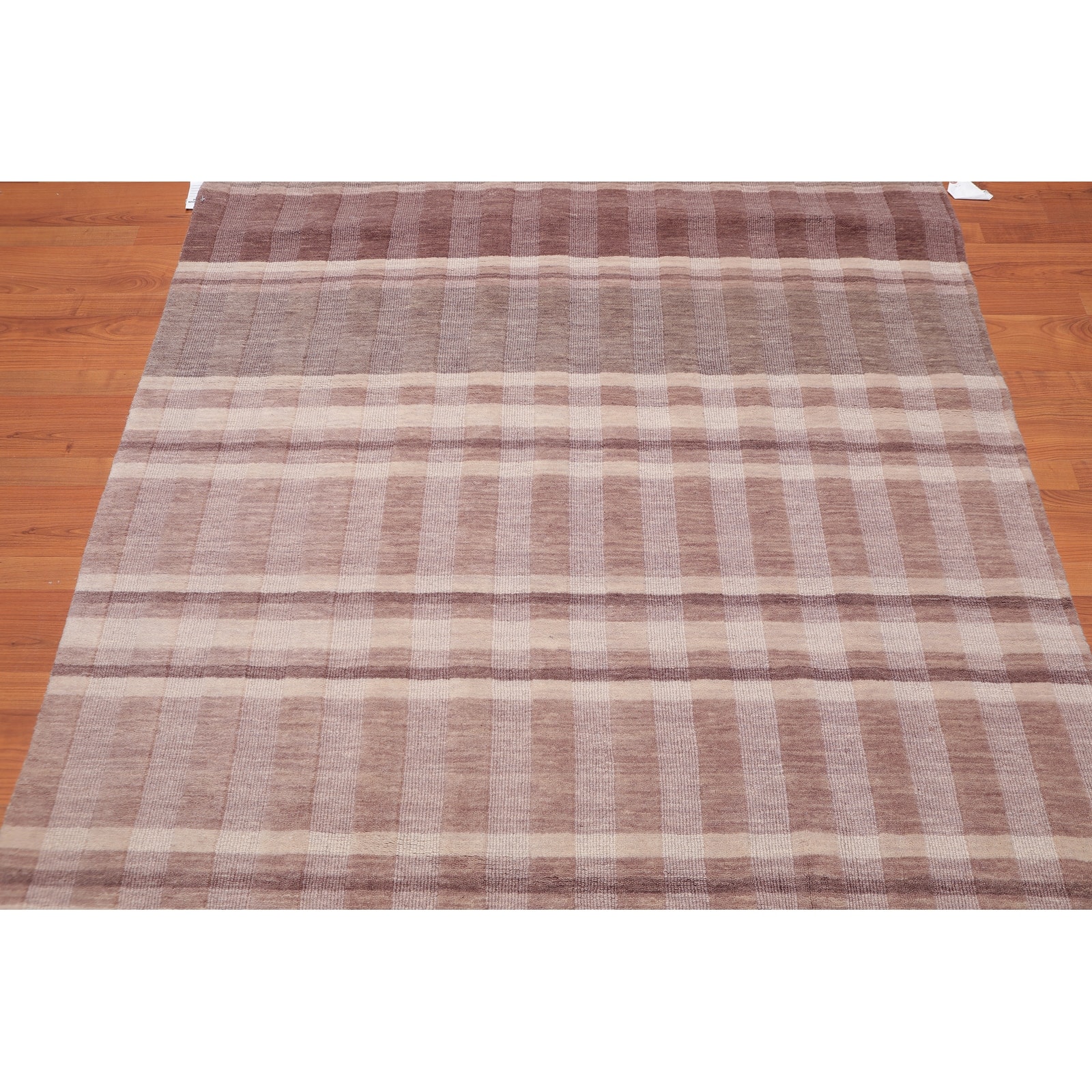 Hand Loomed Beige,Grey Loop & Cut Pile Area Rug Wool Contemporary