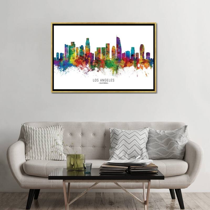iCanvas "Los Angeles California Skyline" by Michael Tompsett Framed Canvas Print