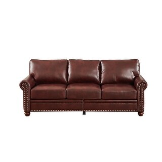 3-Seat Leather Loveseat Recliner Loose Back Accent Arm Sofa with Hidden ...