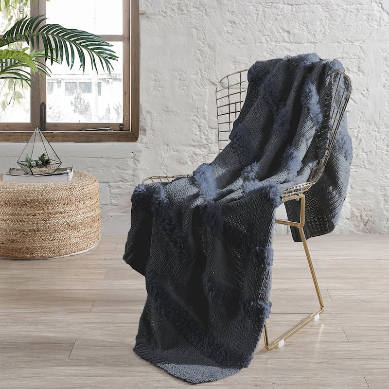 Modern Threads Luxury Farrah Acrylic Fur Bed Sofa Throw - Charcoal