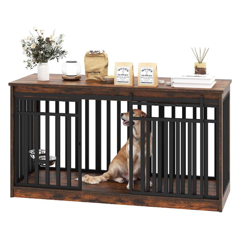 Moasis Extra Large Dog Crate Furniture with Sliding Doors
