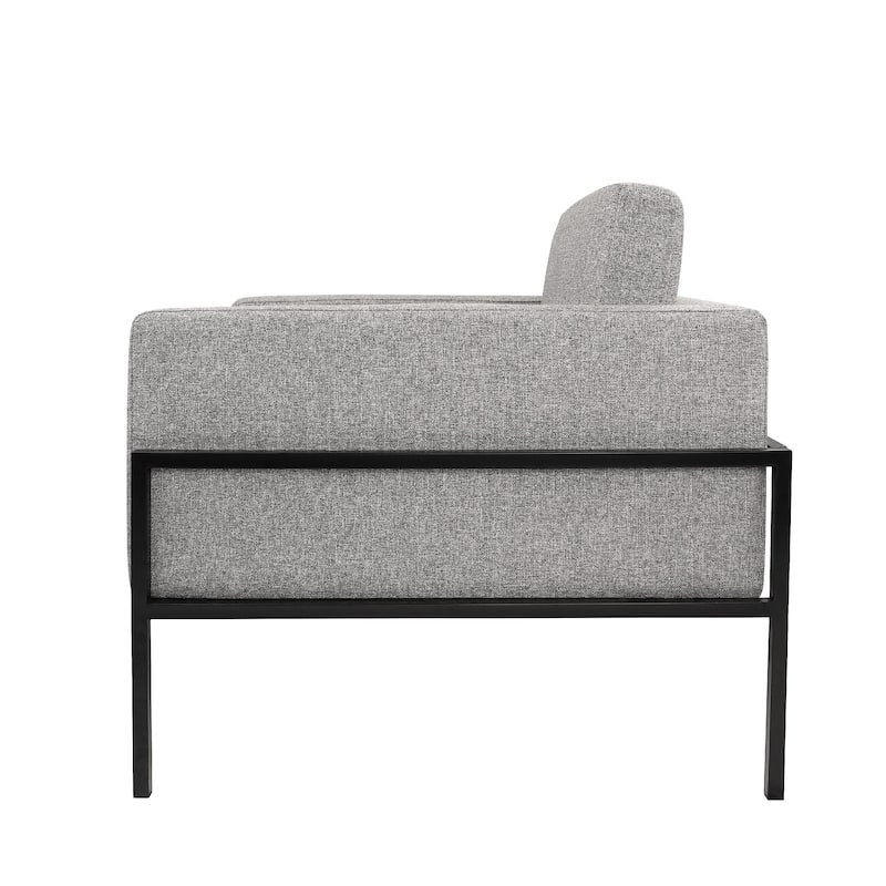 Fiam Accent Armchair, Heather Gray Woven Fabric, Black Metal Legs