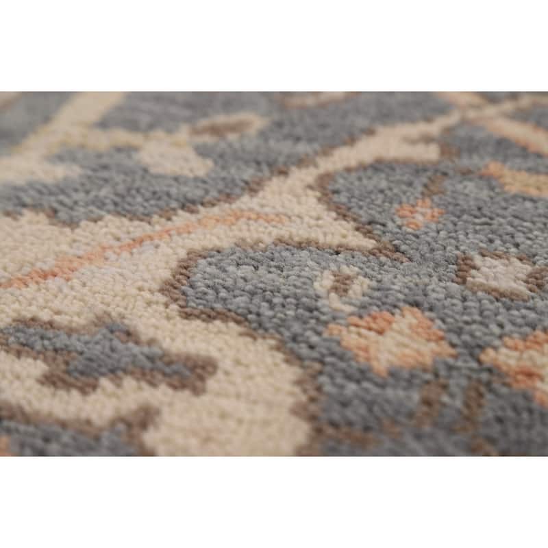 Oushak Indian Runner Rug Hand-Knotted Transitional Grey Wool Carpet - 2'7"x 8'0"