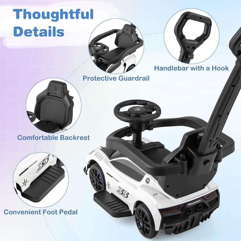 Costway 3-in-1 Ride on Push Car Maserati Licensed Foot to Floor Kids - See Details