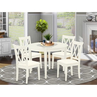 5 Piece Dinette Set - Round Kitchen Table & 4 Dining Chairs - 42 Inch ...
