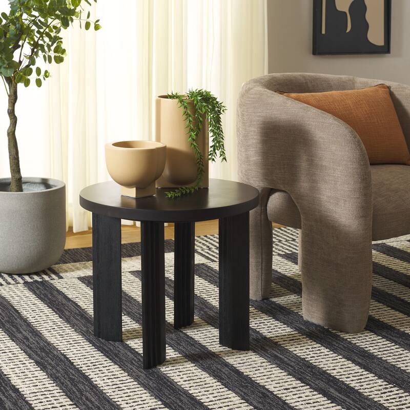 SAFAVIEH Home Basilio Accent Table - 20"W x 20"D x 18"H - Black/Black