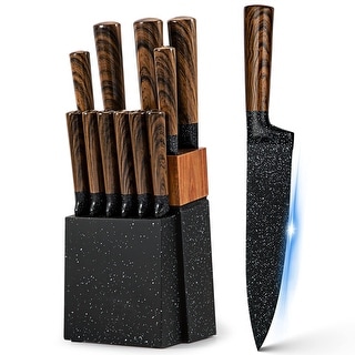 12-Piece Kitchen Knife Set with Wooden Block,Professional Chef Knife Sets with steak knives