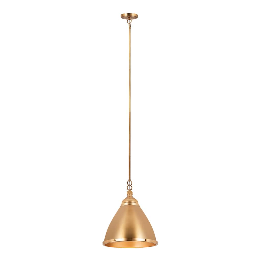 Elk Home Katelyn Satin Brass With Brass Metal Shade 1 Light Pendant