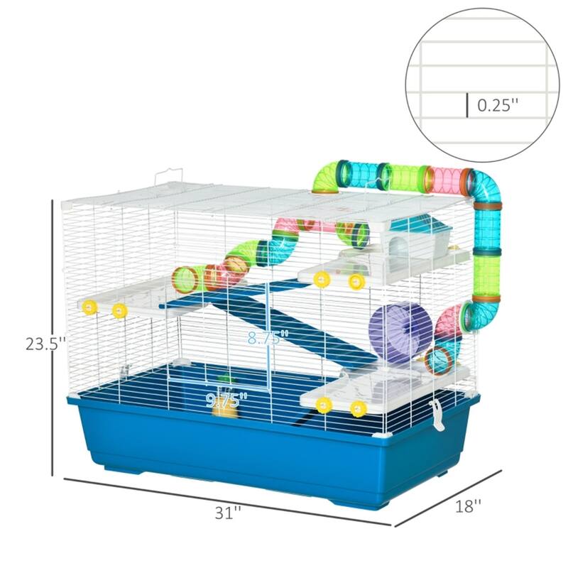 Hamster Cage, Rat House A Tubing System With Multiple Separate Straight Or Curved Pipes - 31" L x 18" W x 23.5" H
