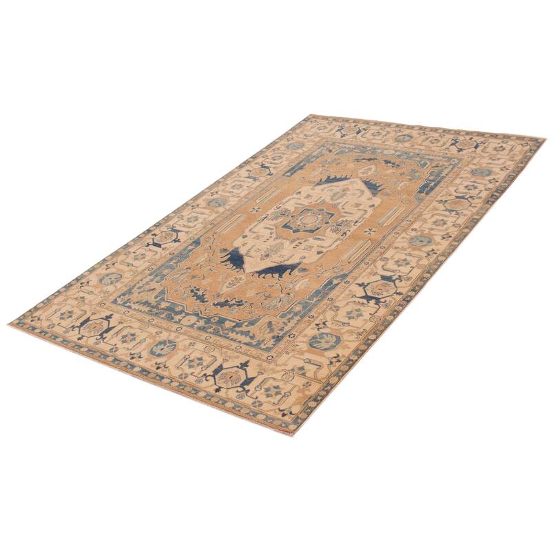 ECARPETGALLERY Hand-knotted Finest Ghazni Tan Wool Rug - 6'0 x 9'9