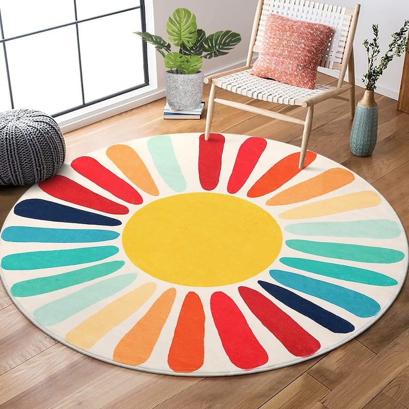 Garvee Rainbow Sol Kids Area Rug