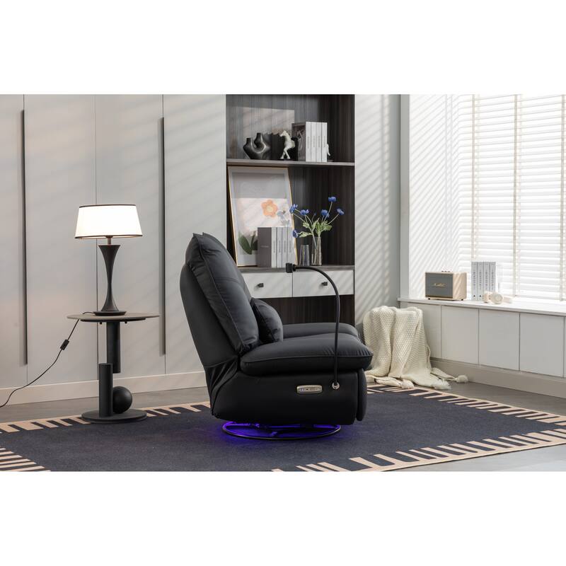 270° Swivel Glider Recliner Chair, Power Recliner with USB Port, Atmosphere Lamp