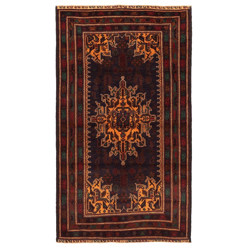 ECARPETGALLERY Hand-knotted Teimani Dark Navy Wool Rug - 3'8 x 6'7