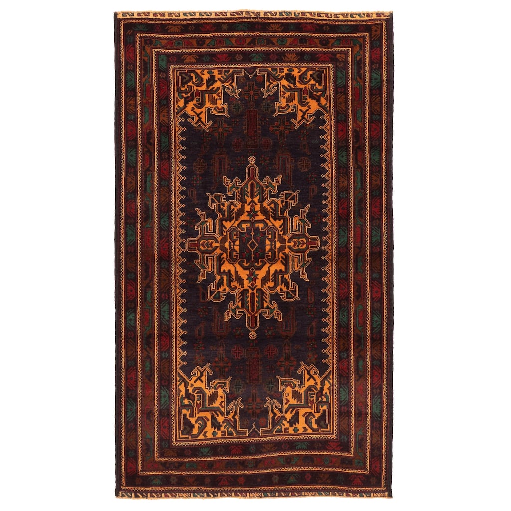 ECARPETGALLERY Hand-knotted Teimani Dark Navy Wool Rug - 3'8 x 6'7