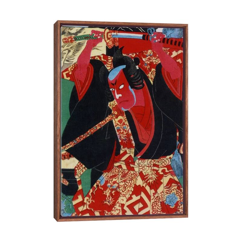 Large Wall Art, Framed Art, Asian Inspired Art, by Unknown Artist - Walnut