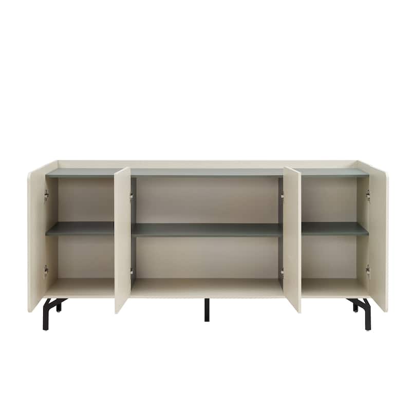 DH BASIC Modern 60-inch 6-Shelf Dining Buffet and Sideboard with Metal Legs by Denhour