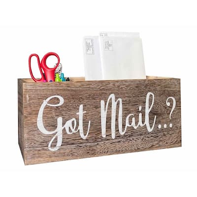 Got Mail Decor Box, Wooden Mail Box Sign, Brown