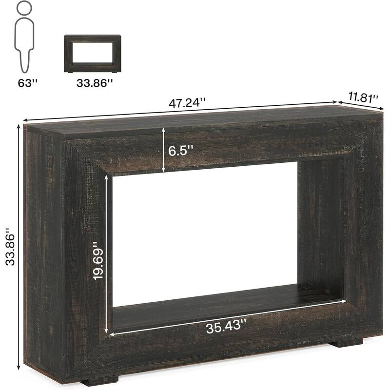 47" Farmhouse Console Table, Entryway Console Table with Storage Shelf for Living Room, Entrance