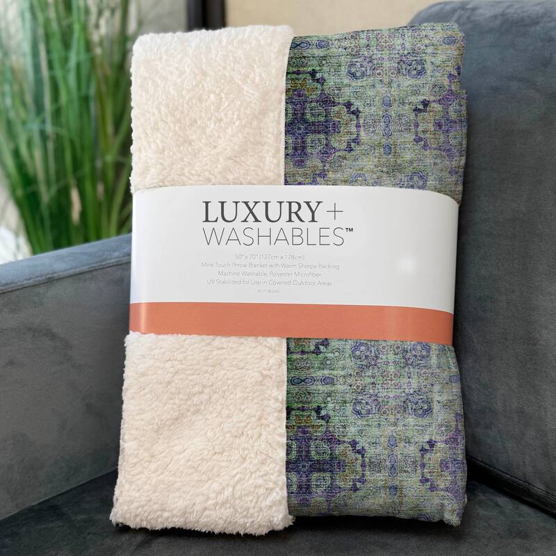 Premium Machine Washable Boho Imprints Sherpa Throw Blanket