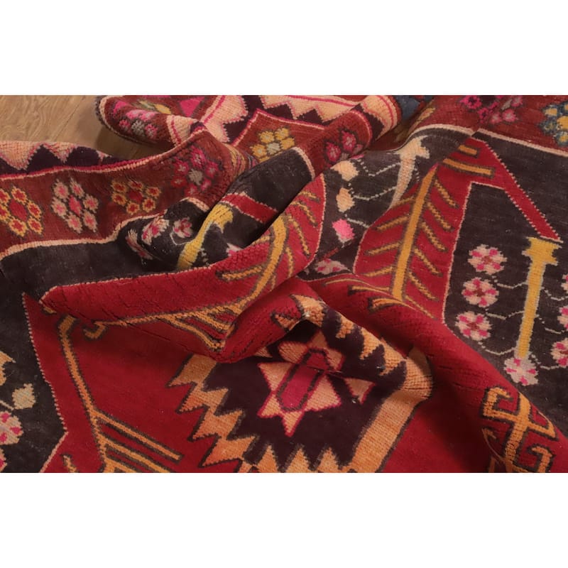 Hand Knotted Oriental 100% Wool Carpet Traditional Geometric Red Ardebil Runner Rug - 9' 8'' X 4' 0''