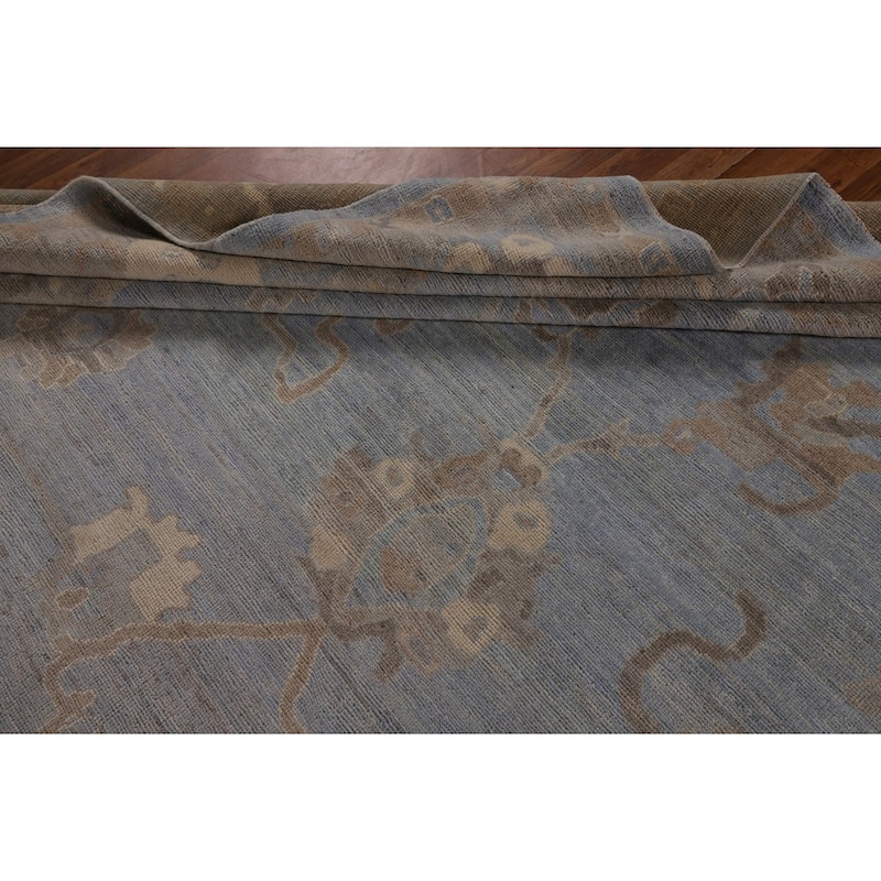 Blues & Grays Oushak Turkish Large Rug Handmade Wool Carpet - 10'1"x 13'11"