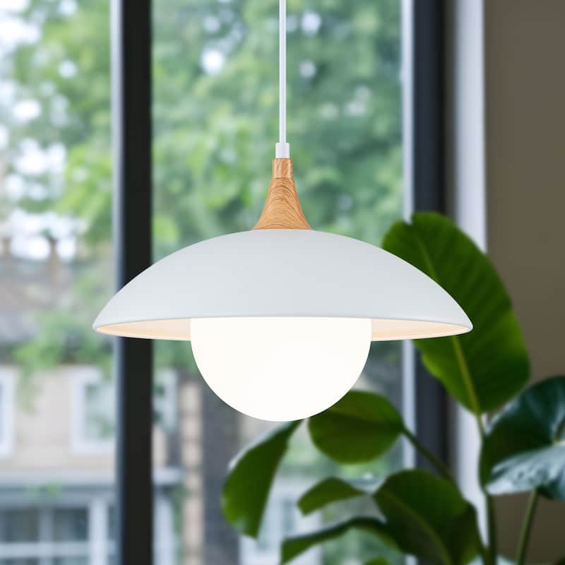 Starsky 1-Light Scandinavian Nordic Dome Pendant - White - White