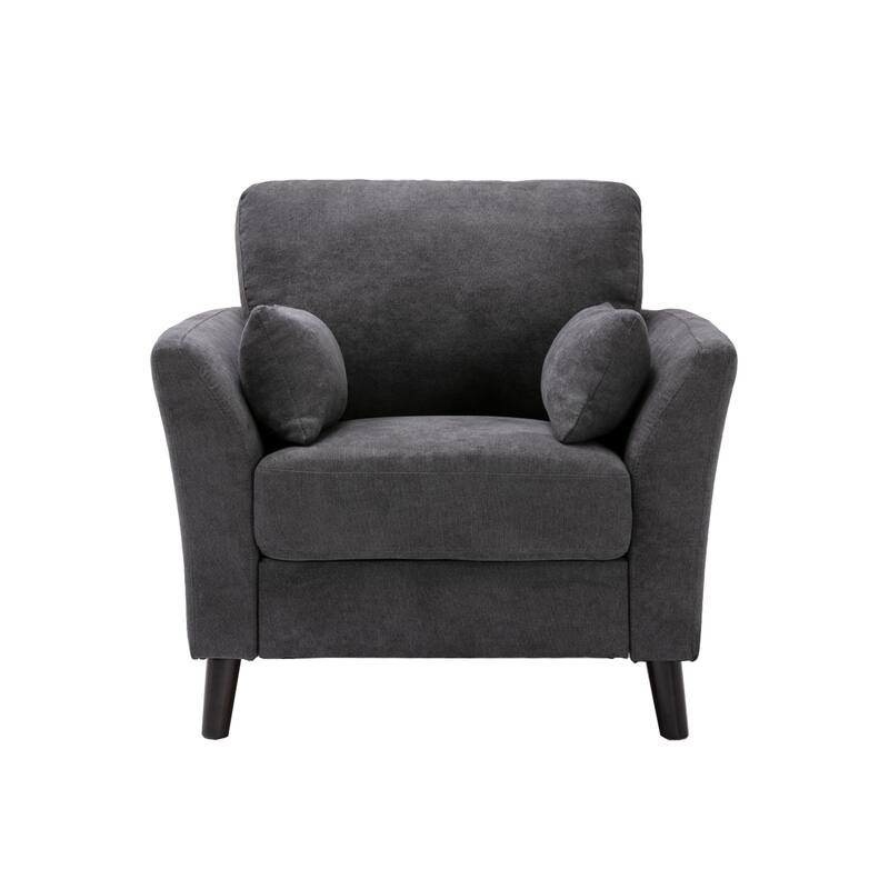 Velvet Upholstered Fabric Chair with 2 Pillows