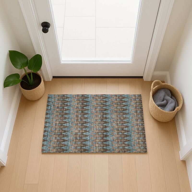 Machine Washable Indoor/ Outdoor Modern Baxter Chantille Rug