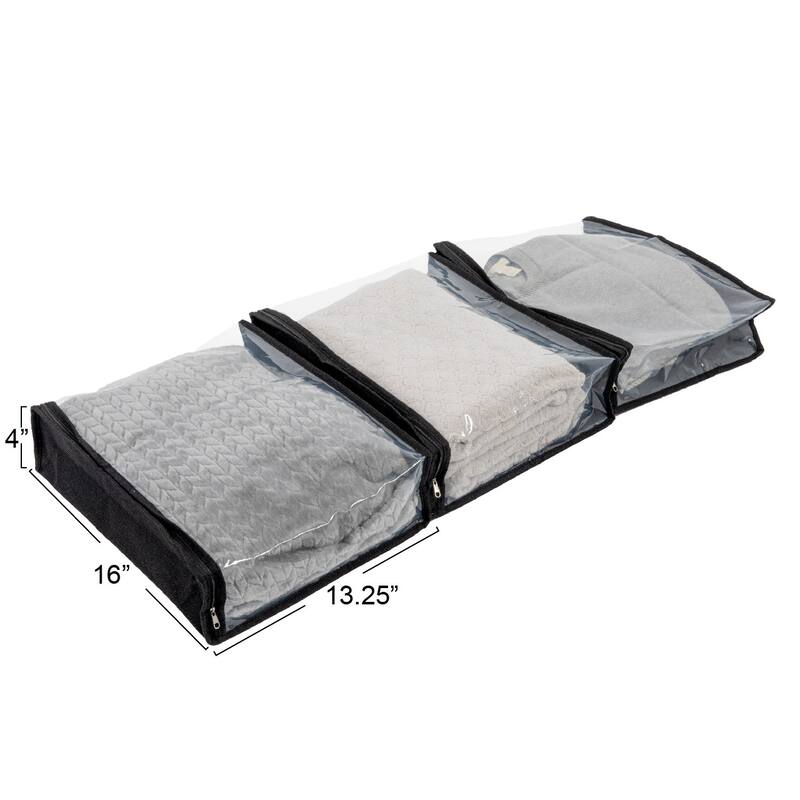 Household Essentials Zippered Sweater Storage Bags with Clear Vision Panel - 16.0"L x 13.3"W x 4.0"H