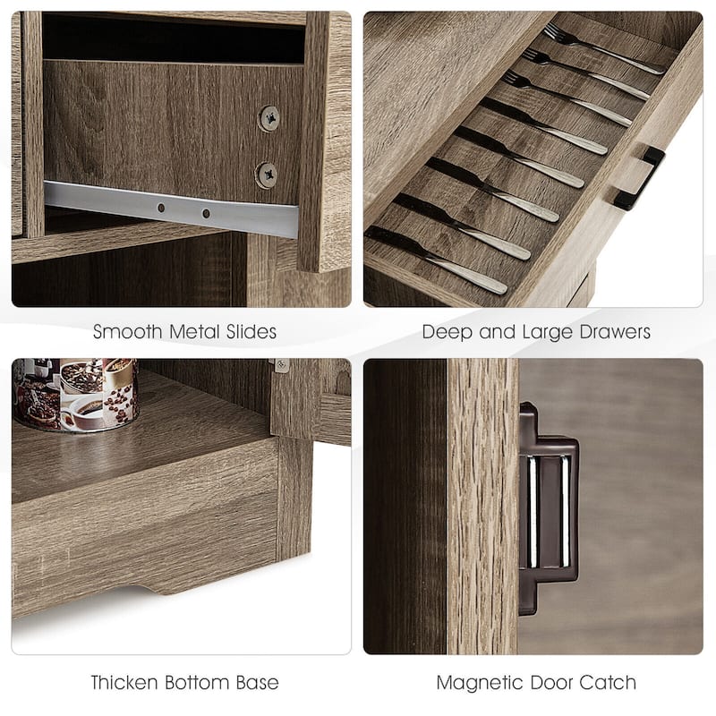 Gymax Kitchen Storage Buffet Cabinet Farmhouse Wooden Sideboard w/2