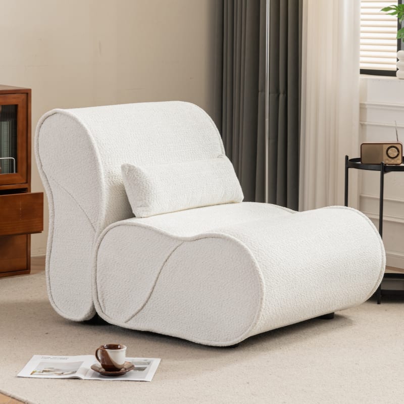 Soft Pellet Velvet Recliner - Comfortable Lounge Chair with Waist Pack Padding, Modern Design - Beige