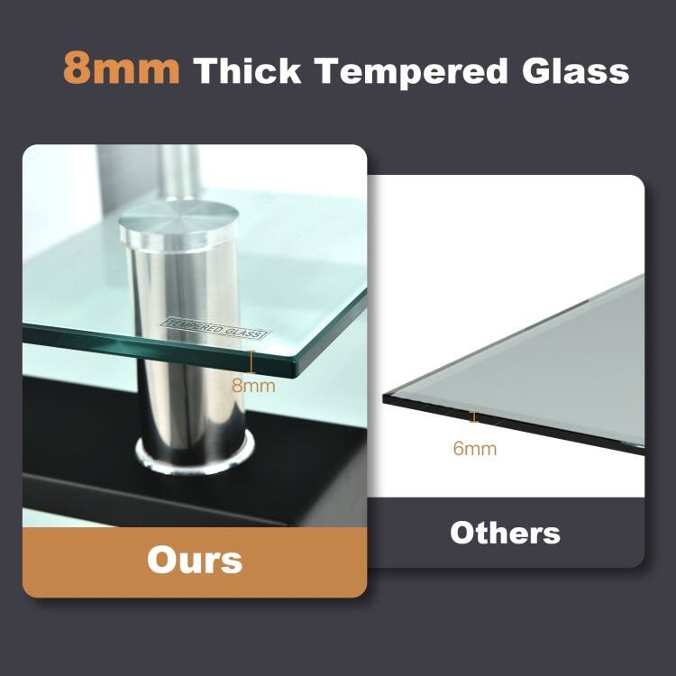 Rectangle Glass Table with Metal Legs for Living Room - 39" x 23.5" x 17.5"