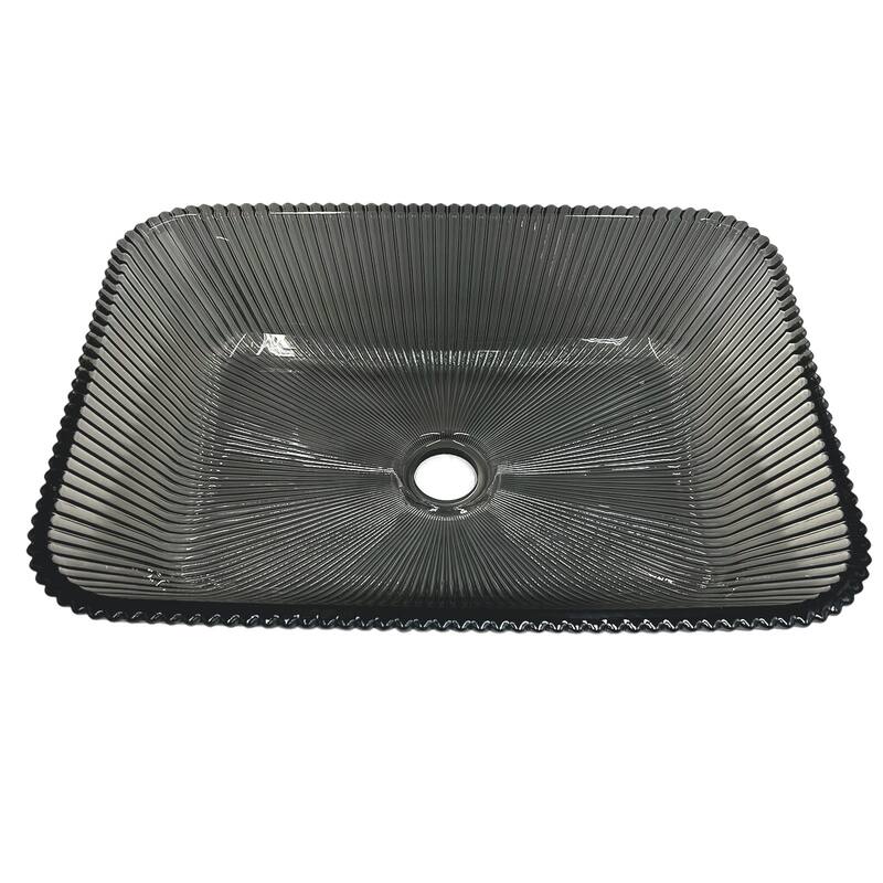Charlie 18" Rectangle Decorative Crystal Vessel Sinks With White Base