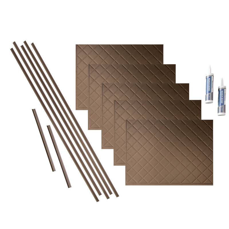 FASÄDE Quilted Decorative Vinyl Backsplash Panel - 15 Sq Ft Kit - Argent Bronze