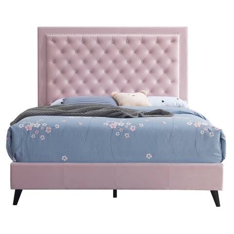 LYKE Home Jewel Tufted KING BED , PINK