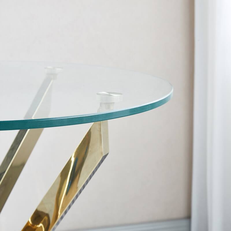 23.60" Modern Glass End Table, Round End Table With Tempered Glass Tabletop And Chrome Legs For Living Room