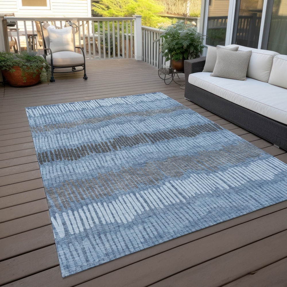 Machine Washable Indoor/ Outdoor Chantille Abstract Stripe Rug
