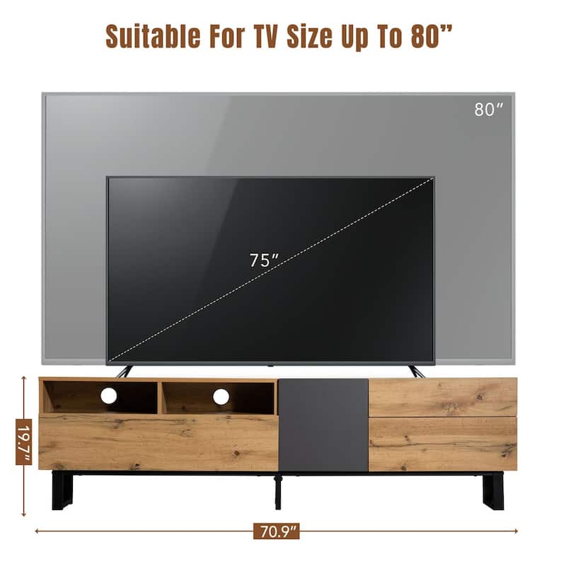 Double Storage Space Modern TV Stand - 70.90" x 15.00"